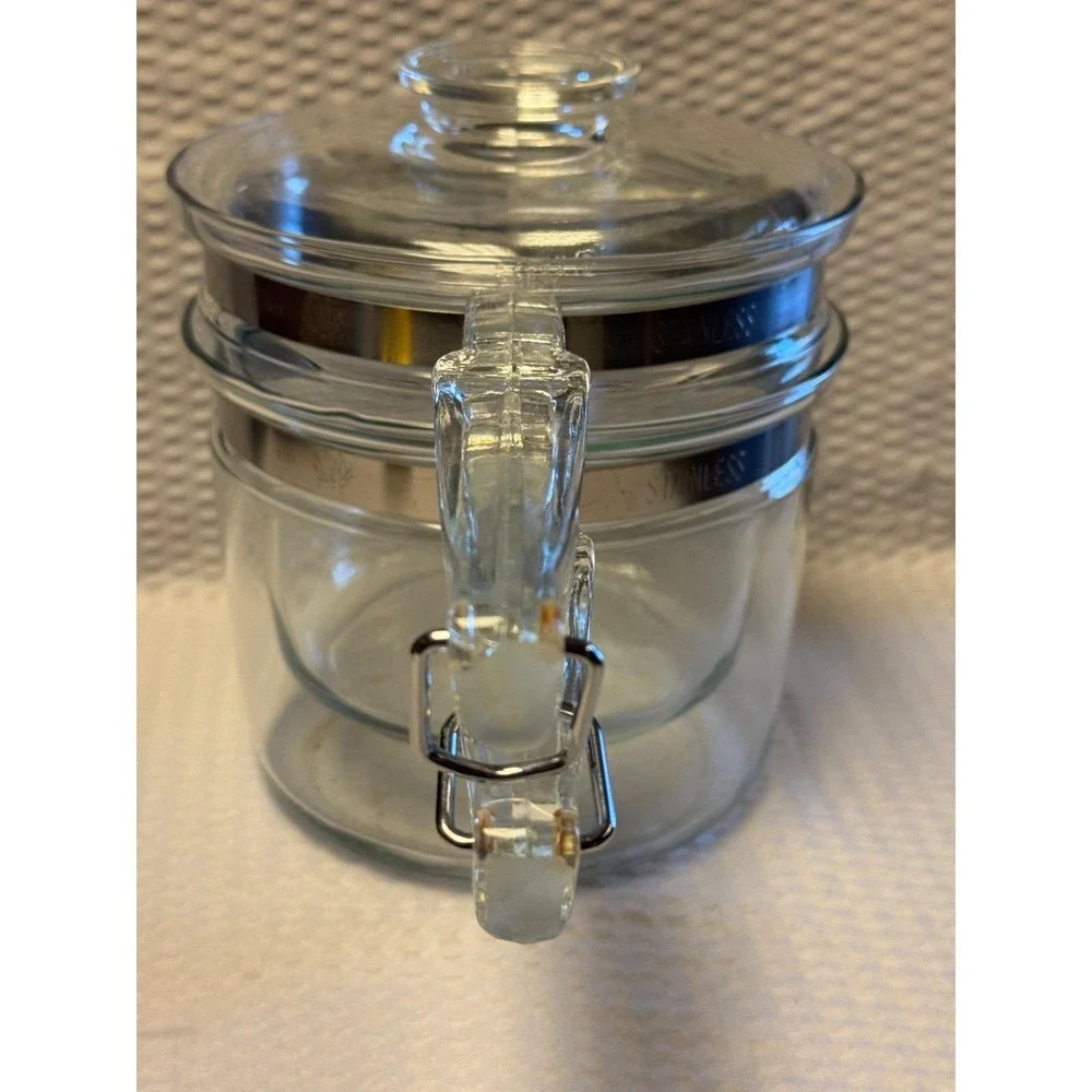Vintage‎ PYREX 6283 Flameware Inner Pot  Glass Double Boiler W/ Lid 1.5 Quart